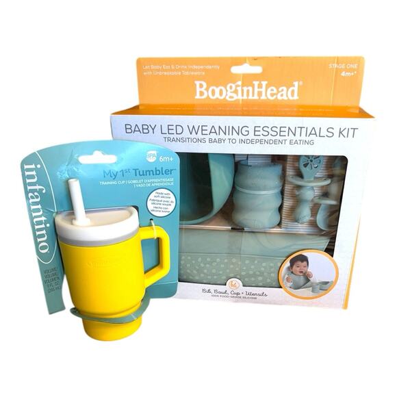 BooginHead Led Weaning Essentials Kit 5 Piece Silicone PLUS My 1st Tumbler NIB - Picture 1 of 8